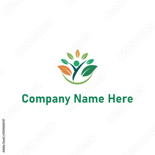 Wellness and Community Logo with Leaf and Human Figure Elements