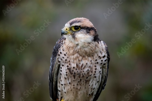 A hybrid of a Gyrfalcon (Falco rusticolus) and a Barbary Falcon (Falco peregrinus pelegrinoides).