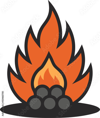 Burning charcoals vector icon white background 