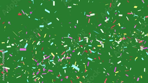 Confetti falling. Chroma key green screen animation for celebration or holiday video.