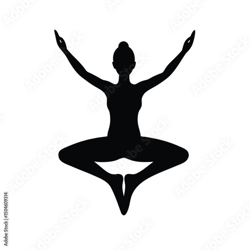 Abstract yoga pose vector silhouette  