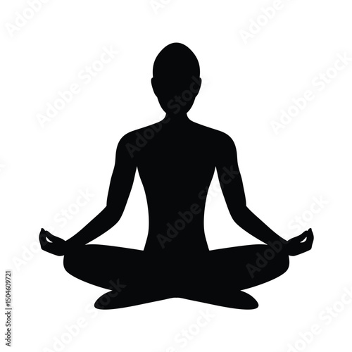 Sitting meditation posture yoga vector silhouette  