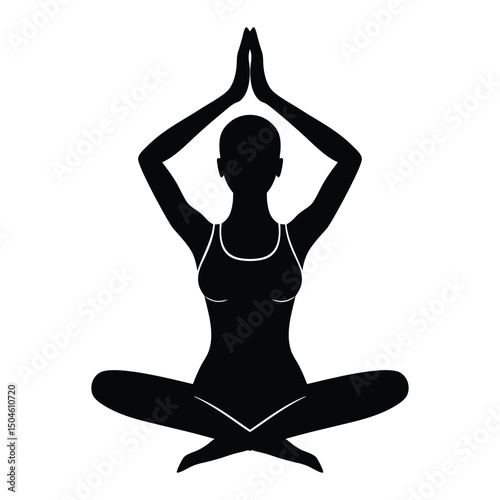 Woman in yoga dancer pose vector silhouette  