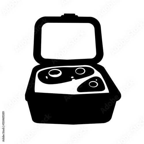 Vegan meal in container, nutrition preservation and cold-chain packaging silhouette
