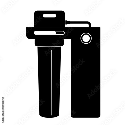 Smart water filter system with display, silhouette in black and white