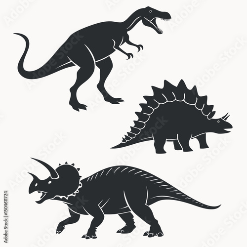 A gigantic tyrannosaurus rex dinosaur vector illustration with a prehistoric, isolated, white background