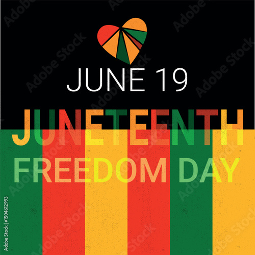 Juneteenth, Freedom Day abstract poster, card, banner, June 19. Vector stock illustration