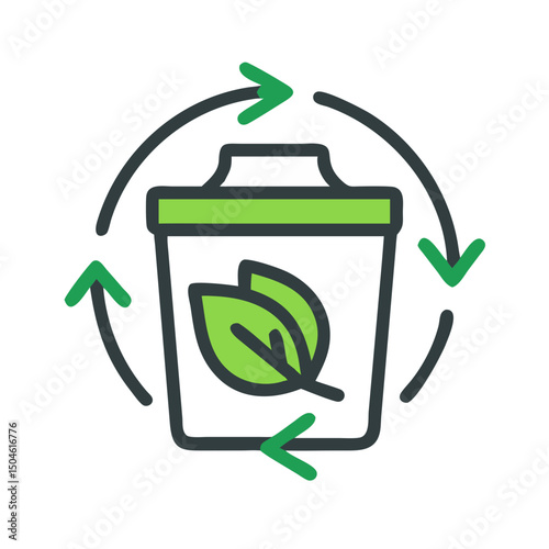 Zero Waste Lifestyle Icons and Elements for Eco-Friendly Living