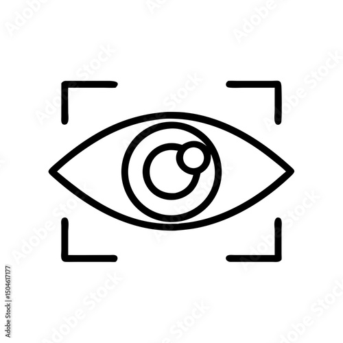 Eye illustration with scanner framing in minimalist style  