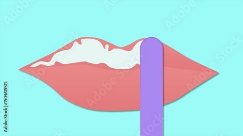 Cream anesthesia on lips. Minimal modern motion design. Animation 2D