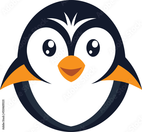 Cartoon Penguin Logo Design Cheerful Animal Vector Graphic