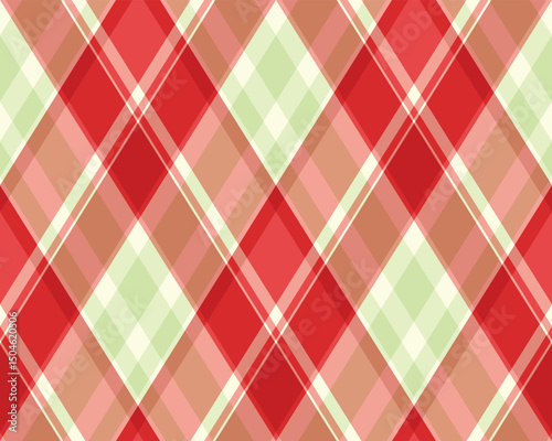 Argyle pattern of geometric rhombus. Harlequin check wallpaper design. Classic diamond shaped textile material for web background, print fabric clothing, sweater, wrapping paper, gift card, invitation