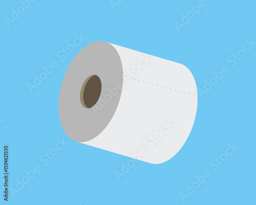 Clean, minimalist illustration of a paper towel roll against a bright blue background.  Perfect for hygiene, cleanliness, or simple everyday object concepts.