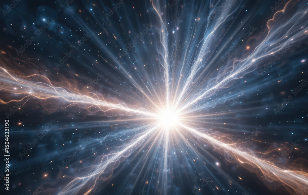 Fototapeta premium Stunning quasar radiates energy in cosmic explosion of light and color across universe