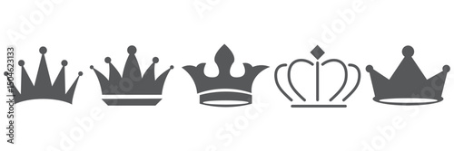 Crown icon, vector set, Crown silhouette. Crown symbol set, King, Princess crowns. black crown symbol collection. Ranking crown, rank icon set, victory, champion variation illustration.
