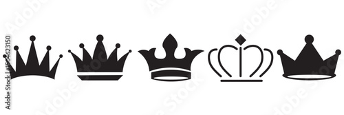 Crown icon, vector set, Crown silhouette. Crown symbol set, King, Princess crowns. black crown symbol collection. Ranking crown, rank icon set, victory, champion variation illustration.