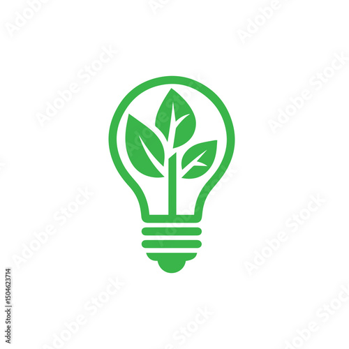 Eco Green Light Bulb Icon. Sustainable eco energy icon
