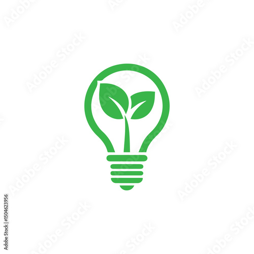 Eco Green Light Bulb Icon. Sustainable eco energy icon