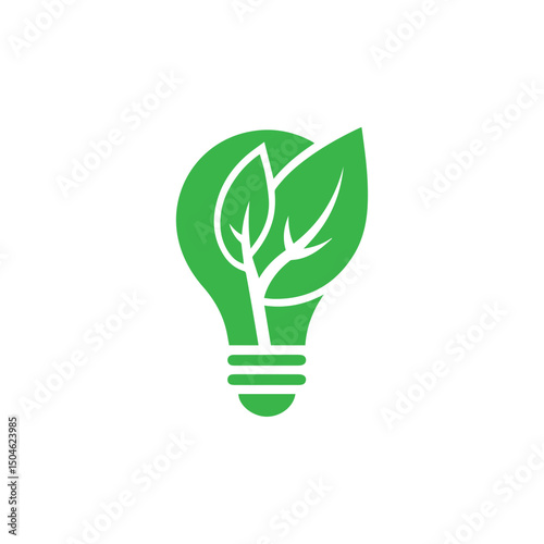 Eco Green Light Bulb Icon. Sustainable eco energy icon