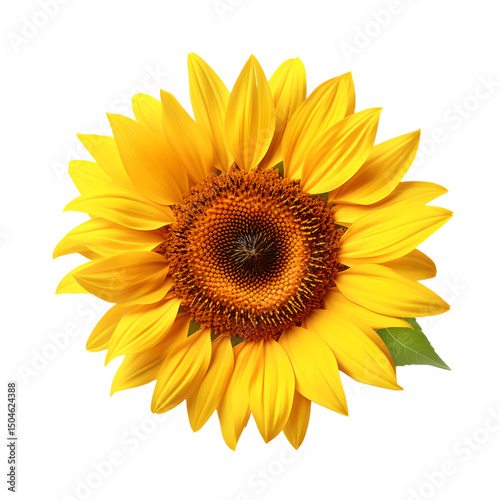 blooming sunflower blossom on transparent background