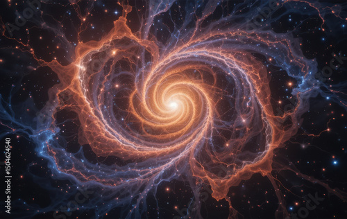 Stunning quasar illuminates cosmos with vibrant colors and swirling patterns