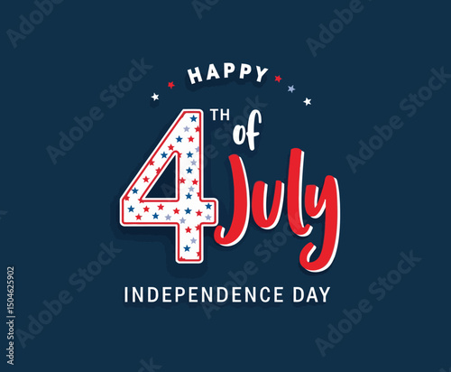 4th of July Typography: A captivating typography design that beautifully captures the essence of the 4th of July, with patriotic colors, stars.