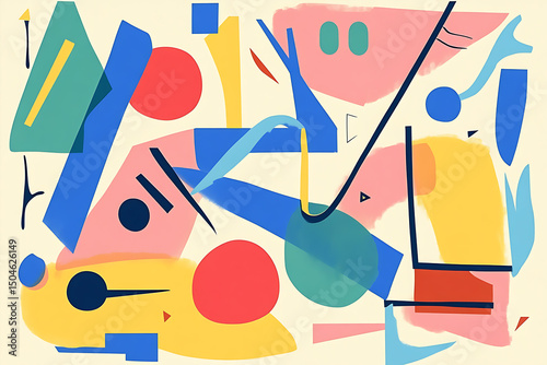 Playful Abstract Memphis Design with Geometry