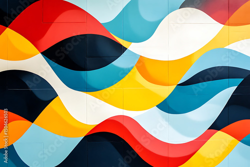 Wave Pattern Geometric Design with Bright Colors