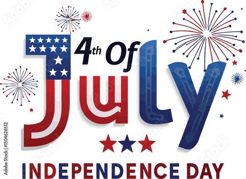 American Independence Day Fireworks: A vibrant digital illustration that embodies the spirit of American Independence Day, featuring dynamic fireworks.