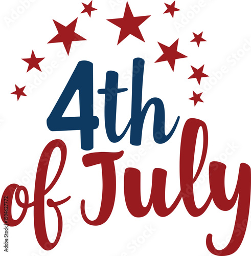 Fourth of July Celebration: A festive graphic illustration of the Fourth of July, showcasing vibrant red and blue elements, ideal for patriotic displays.