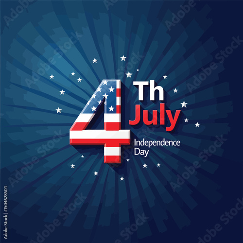 4th July Independence Day Celebration: A patriotic illustration of the 4th of July, capturing the spirit of American Independence Day.