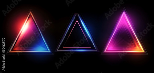 Neon Triangle Vector Art on Dark Background