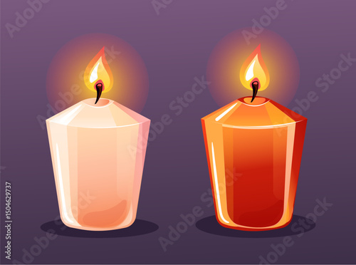 Candle burning candlelight animation isolated concept. Vector graphic design illustration