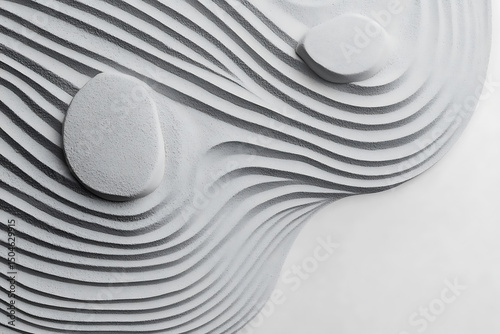 Zen Garden Abstraction with Raked Sand Ripples