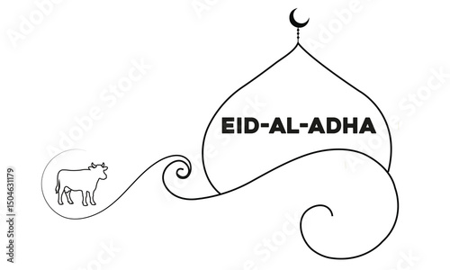 Eid al-Adha simple vector web banner with cow, Islamic festival social media banner and Post Template.