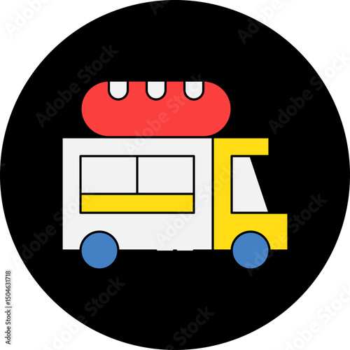 Sausage truck single icon vector illustration