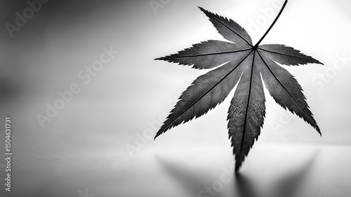 Black and White Detailed Maple Leaf Closeup Photography