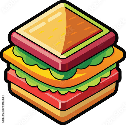 Delicious 3D Sandwich Food Illustration