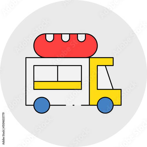Sausage truck single icon vector illustration