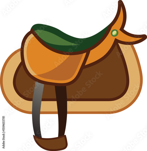 Western Saddle Icon Cartoon Illustration