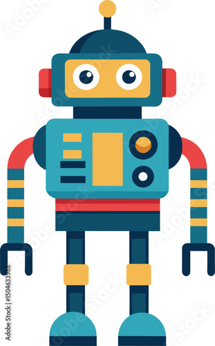 Cute Retro Robot Cartoon Illustration