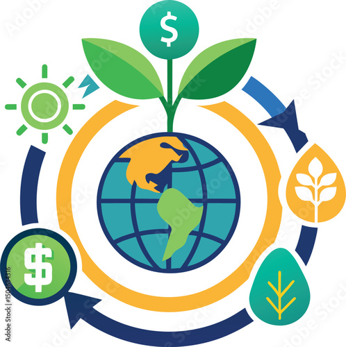 Green Business Growth Global Finance Icon