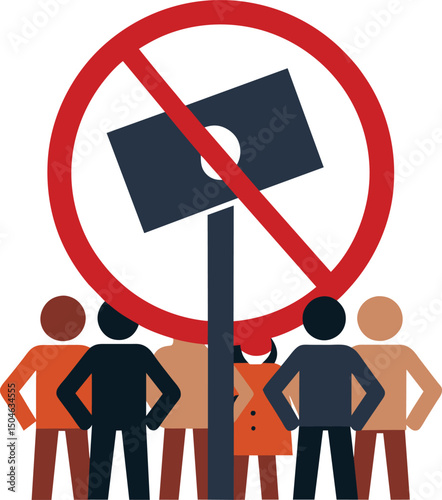 No Money Protest People Icon Sign