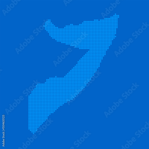 Blue halftone dot outline map background of Somalia