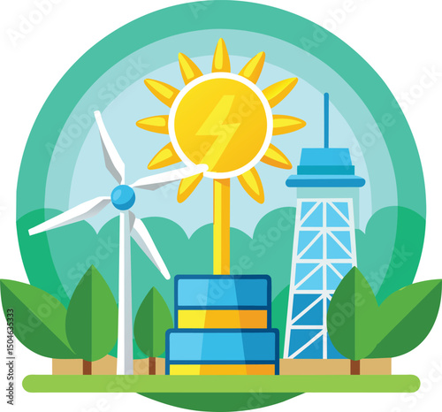 Green Energy Sources Wind Solar Power Ecology