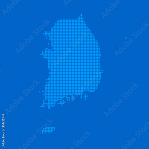 Blue halftone dot outline map background of South Korea