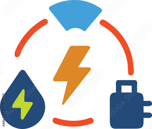 Sustainable Energy Icon Water Power Electricity Plug