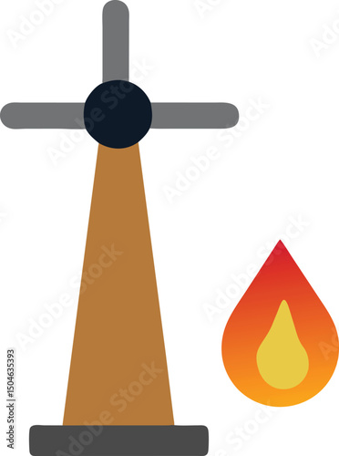 Windmill Fire Energy Icon Graphic Design