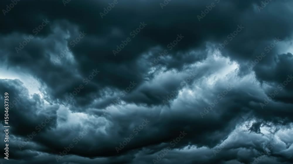 Grey clouds with dark blue patches, suggesting an impending storm.