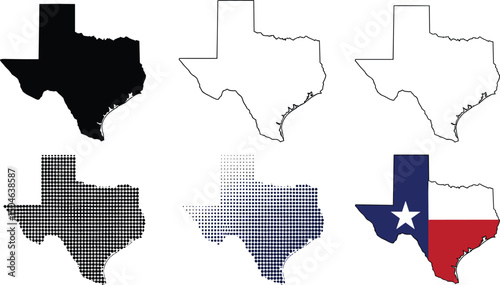 Texas map icon set, Texas map isolated on transparent background